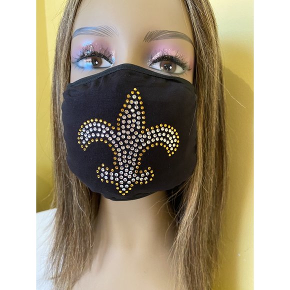 New Orleans Saints Bling Rhinestone Face Mask - Picture 8 of 11